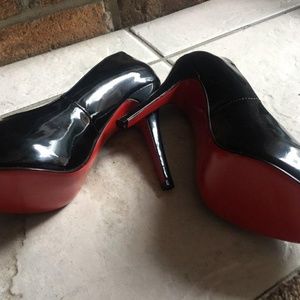 Red Bottoms Black Leather Heels